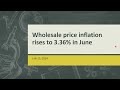 Wholesale price inflation rises to 3.36% in June