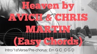 Avicii and Chris Martin - Heaven (feat. Simon Aldred)// very easy guitar chords