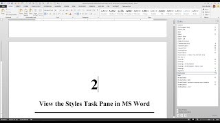 MS Word - Display the Styles Taskpane