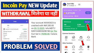 Incoin Pay Real or Fake | Incoin Pay App Withdrawal Problem | Incoin Pay App New Update