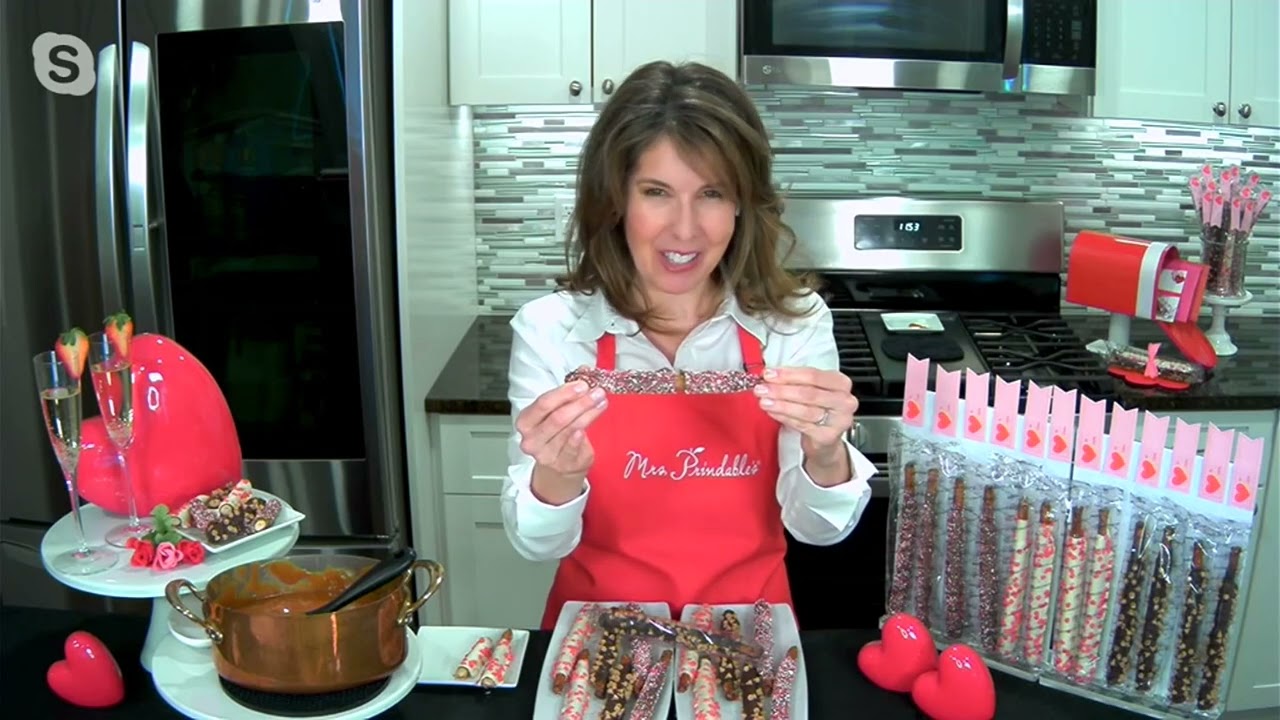 Mrs. Prindables 12pc Valentines Caramel Pretzel Assortment with Stickers on QVC