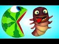 Pacman meets a worm animal friends as he find surprise bug PACMAN-Watermelon roll on farm