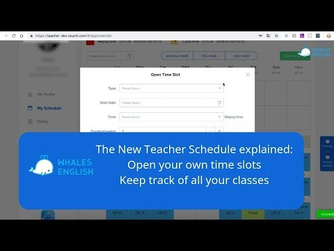 The Whales English Teacher Portal explained: My schedule