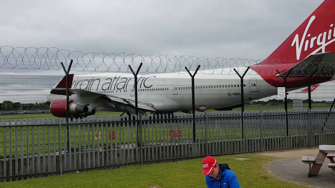 Virgin Atlantic boeing 747-400 take off Manchester airport