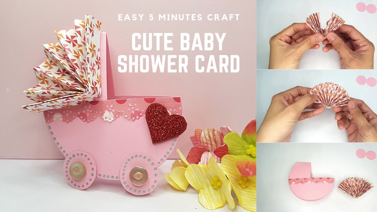 How to Make Cute Baby Shower Card | Cute Baby Carriage Card | Baby Shower Card Ideas  | 5 Minutes