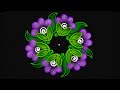 Amazing 53 dots beginner flower rangoli easy  simple dots kolam flower muggulu colour rangoli