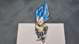 Speed Drawing 3D Super Saiyan Blue Vegeta || Dragon Ball Super