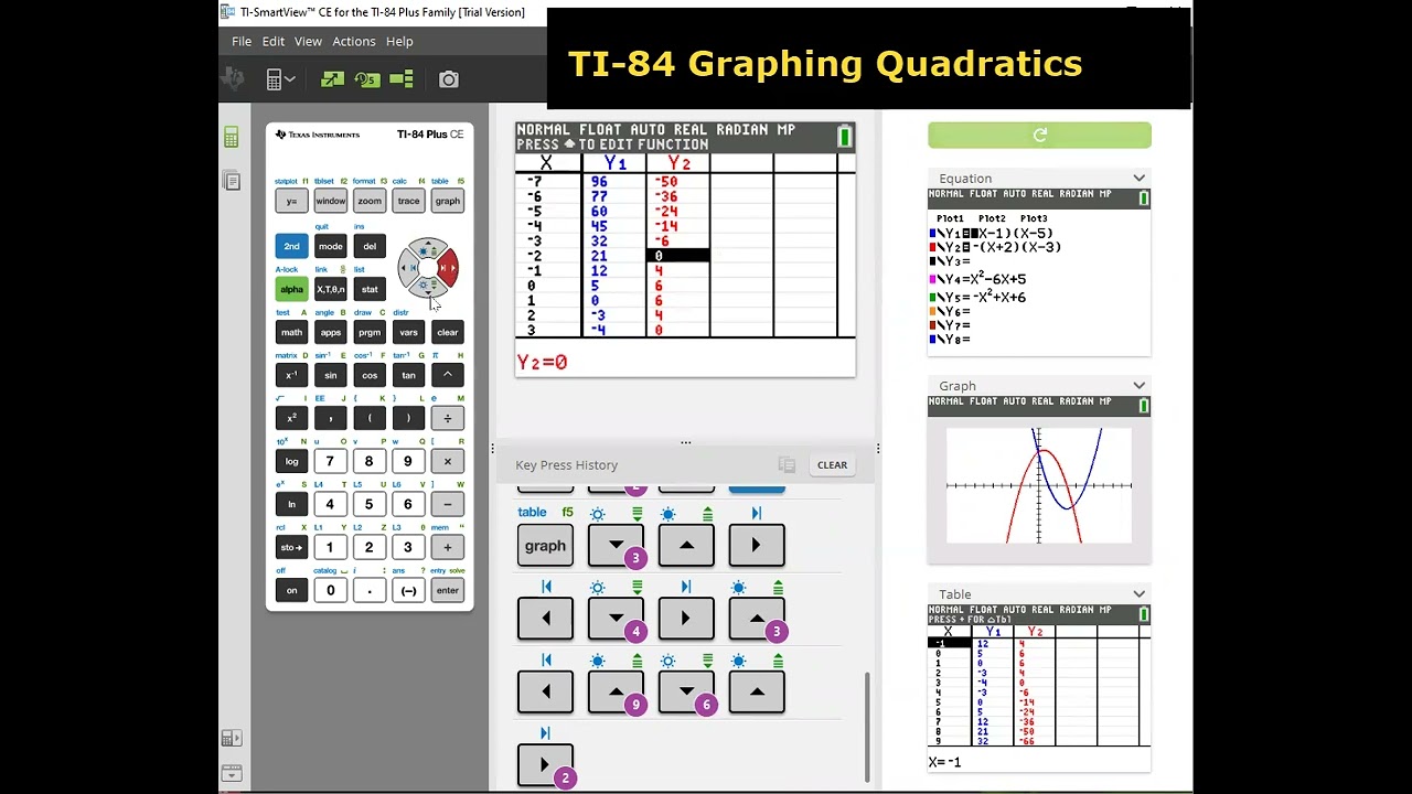 SAT Preparation TI84 Graphing Quadratics Calculate Zero Values YouTube