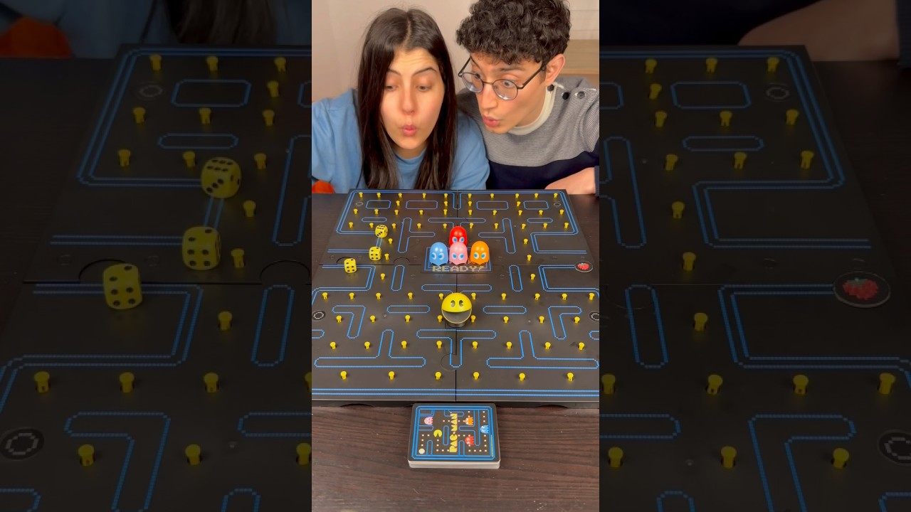 PAC MAN IN REAL LIFE IS DOPE 😆#shorts #boardgames #couple #fun #gamenight