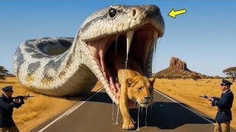 Brave Heroes Save Careless Mother Lion from Giant Python Attack After a Traffic Accident🐍.