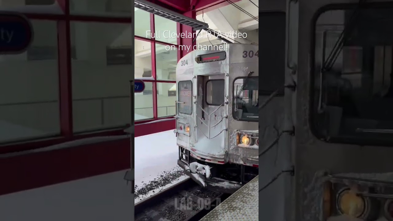 Cleveland RTA  304 and 184 pull into W.25th street station.