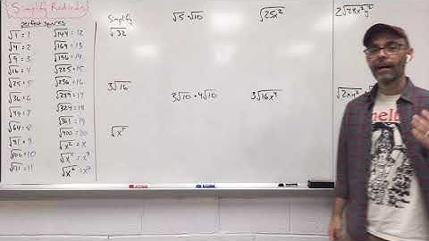 Algebra: Simplifying Radicals / Square Roots and Perfect Squares