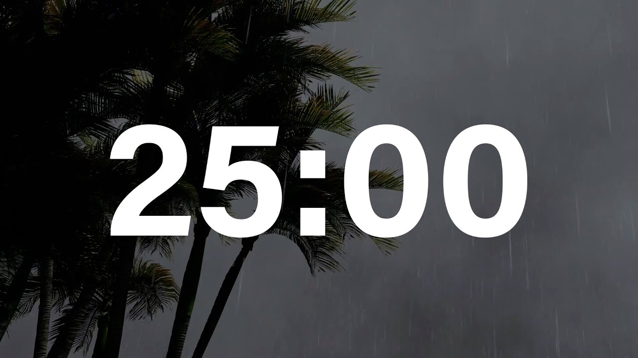 Countdown Timer Alarm⌚ I 25 Minute Timer I Tropical Rain Wind Storm ⛈️ ...