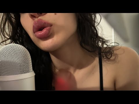 ASMR up close light tapping, mouth sounds, comforting words (custom video) 