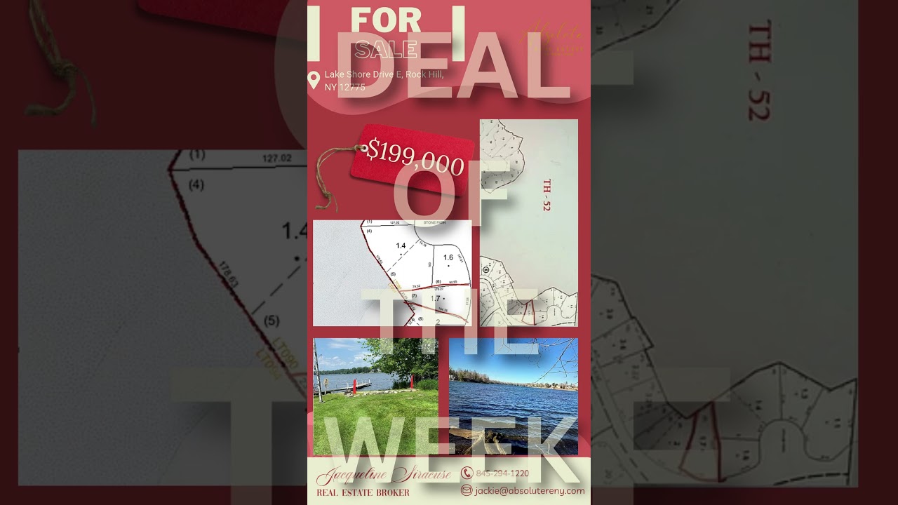 🏞️ Stunning Waterfront Lot for Sale - $199K | Lakefront Property in Rock Hill, NY | Ideal Investment