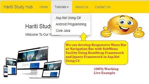 Responsive Menu Bar with Submenu Using BootStrap Jquery in Asp.Net C# | Hindi | Free Online Classes
