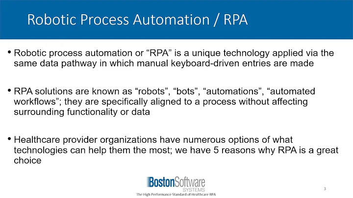 5 Benefits: RPA for Healthcare - Boston Software  Systems - Healthcare Robotic Process Automation