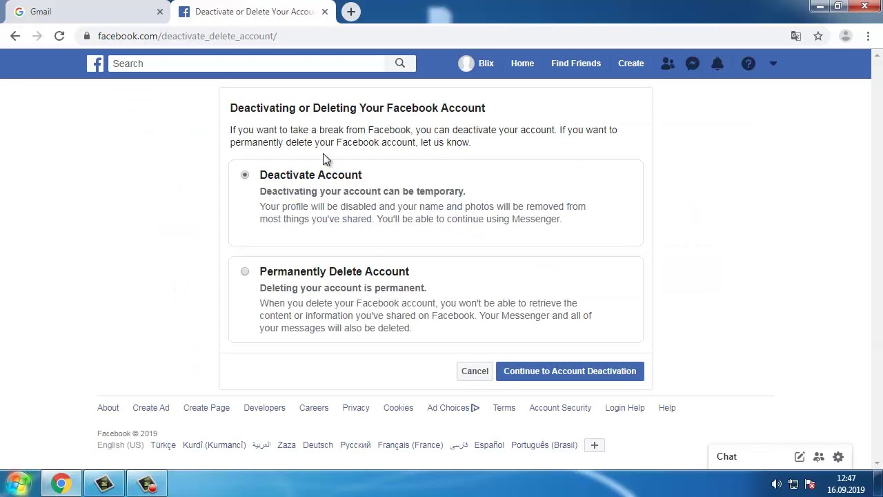 How To Deactivate Facebook Account Computer