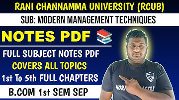 Notes: Modern Management Techniques | B.Com 1st Sem SEP | RCUB | Rani Channamma University Belagavi
