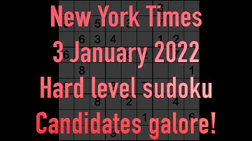 Sudoku solution – New York Times sudoku 3 January 2022 Hard level