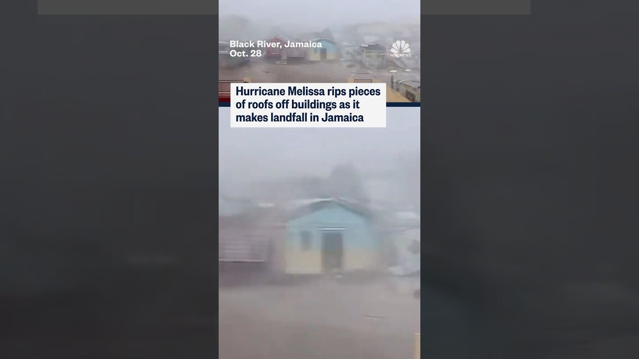 Hurricane Melissa rips pieces of roofs off buildings as it makes landfall in Jamaica