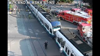 [Traffic Cam] Large police and fire response after 2 people struck by light rail