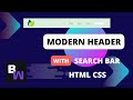 Modern header with search bar using html css  burak web tutorials