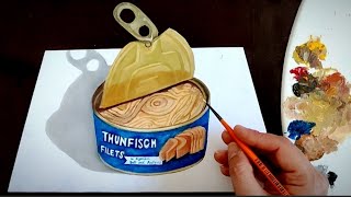 how to draw 3D fish tuna ,the secret of 3d painting