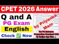 CPET English Answer Key 2026//Odisha PG Entrance English 2026//Odisha PG Entrance English Answer Key