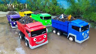 Mobil Truk Tronton Panjang Penuh Mobil Mobilan, Bus Tayo, Mobil Balap, Excavator, Mobil Truk Oleng