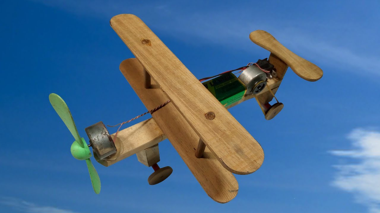 How to make Aeroplane with DC motor [ Wooden Plane ] Toy Wooden Plane