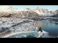 Scenic drone shots of northern norway polar circle troms tromso narvik lofoten norway travel