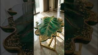 Green & Golden Leaf Resin Table 🍃✨ | Luxury Epoxy Art Transformation
