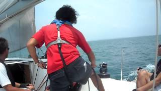 Perfect fast sailboat tacking Awesome. (KBSA RYA Competent Crew Course)