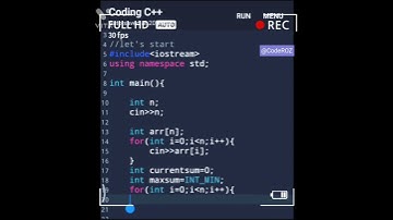 #45 Maximum Sum Subarray Array | c++ tutorial #shorts