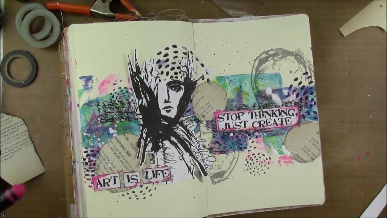 New Dina Wakley!! Art Journal Page with new products YouTube