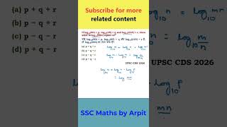 Use addition and subtraction property of Logarithm #ssc #maths #ssccgl