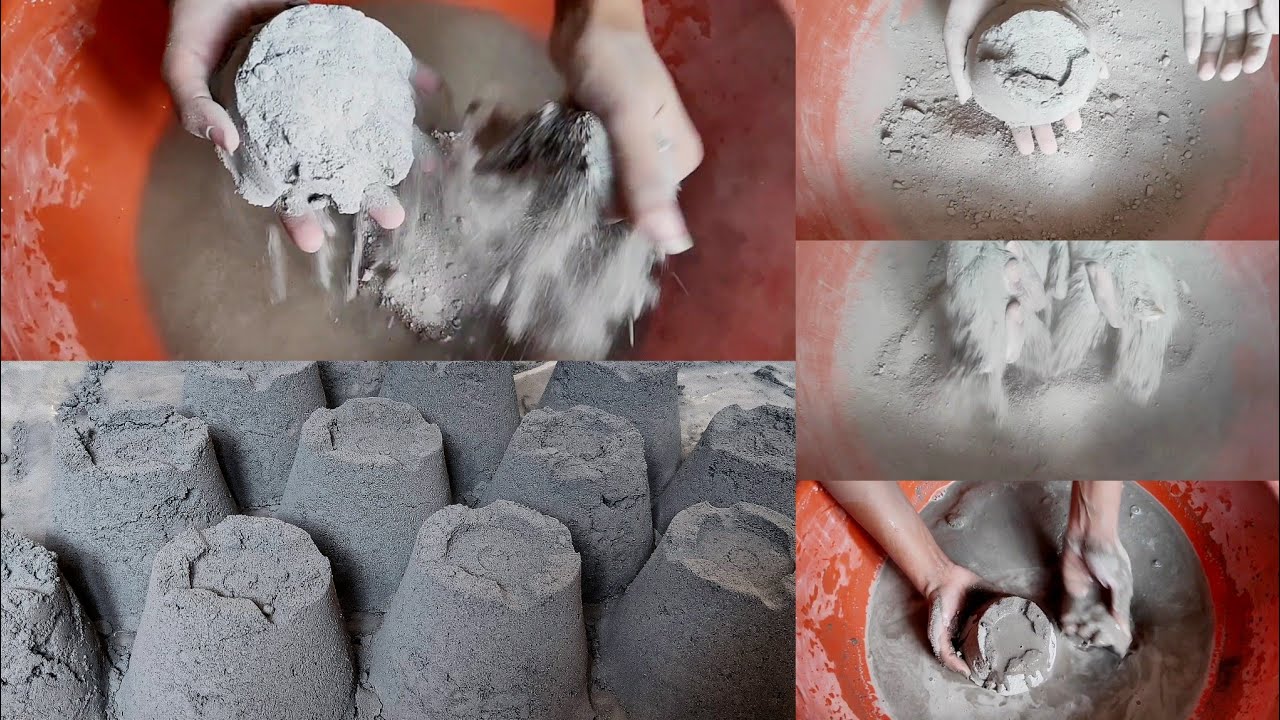 ASMR Soft Cement Dusty + Water Crumbling, Dust Play, Pouring(Video for ...