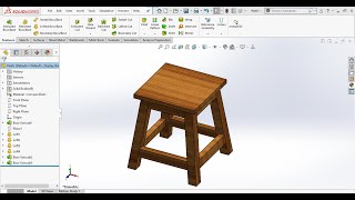 Solidworks_Wooden stool_Model#22_With Easy and Fast method.