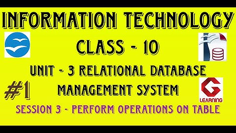 Perform operations on table | Part 1 of Session 3 | Unit 3 - RDBMS | Class 10 Information Technology