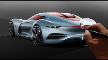 Car design Sketch# Renault Trezor concept Sketch Training Demo# Photoshop 2D Rendering #자동차 포토샵 렌더링