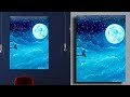 Step by Step acrylic painting on canvas for beginners | Full moon night painting techniques