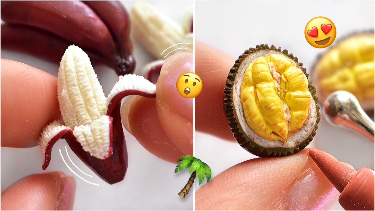 Miniature Art Dollhouse 🌴(Part 2) Making of Real Mini Food 🍌🐉