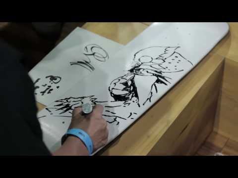 Watch Tsutomu Nihei draw Knights of Sidonia on a skateboard