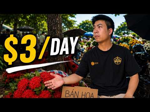 Selling Flowers at a Rural Market in Vietnam