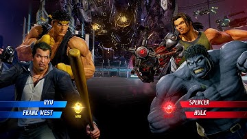 DARK RYU & FRANK WEST VS SPENCER & GREY HULK - Marvel vs Capcom Infinite All Costumes Unlock