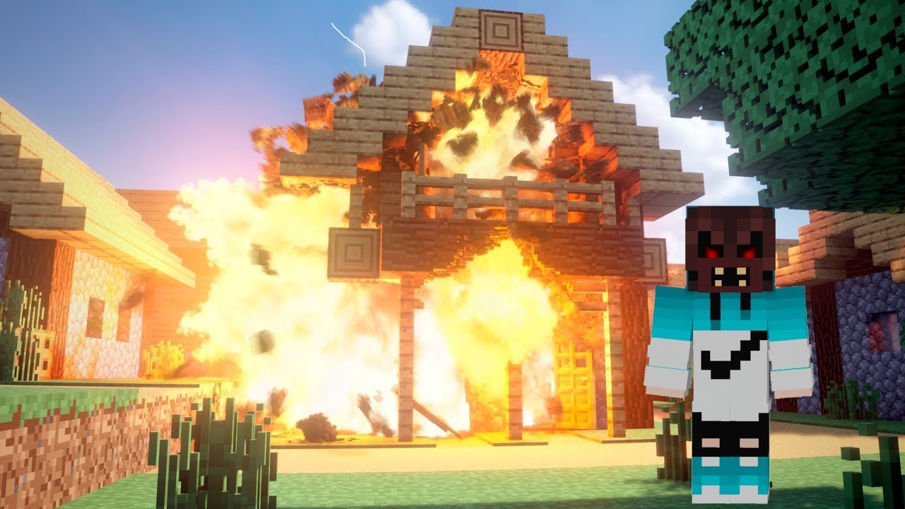 Ich zerstöre ein Dorf in Minecraft Techguns Mod