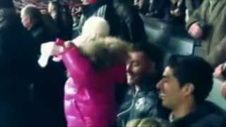 Luis Suarez and Delfina sing "You'll Never Walk Alone" at Anfield