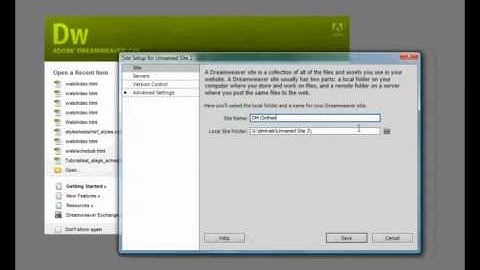 Creating  a Local Site Definition in Dreamweaver CS5