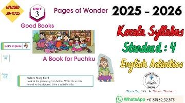 Class 4 English Activities Unit 3 Page of Wonder Good Books & A Book for Puchku @GeneralEduOnline